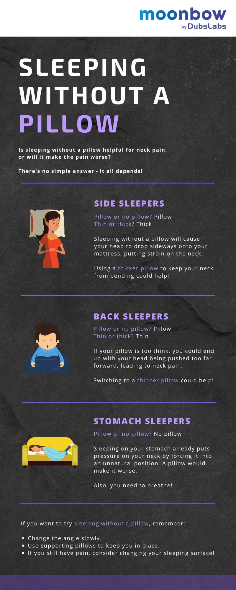 The Pros And Cons Of Sleeping Without A Pillow Moonbow By Dubslabs